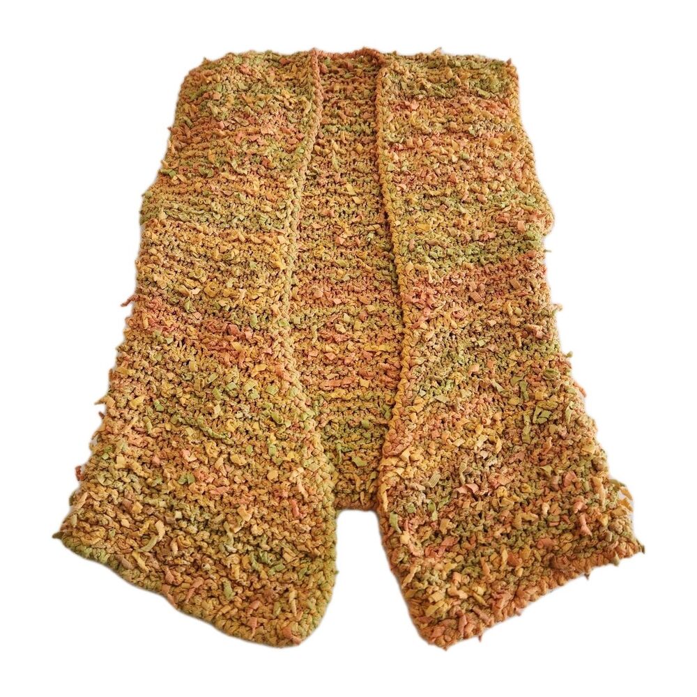 Handmade Vtg Crochet Chunky Yarn Fall Tone Artsy Boho Festival Hippie Vest SZ L
